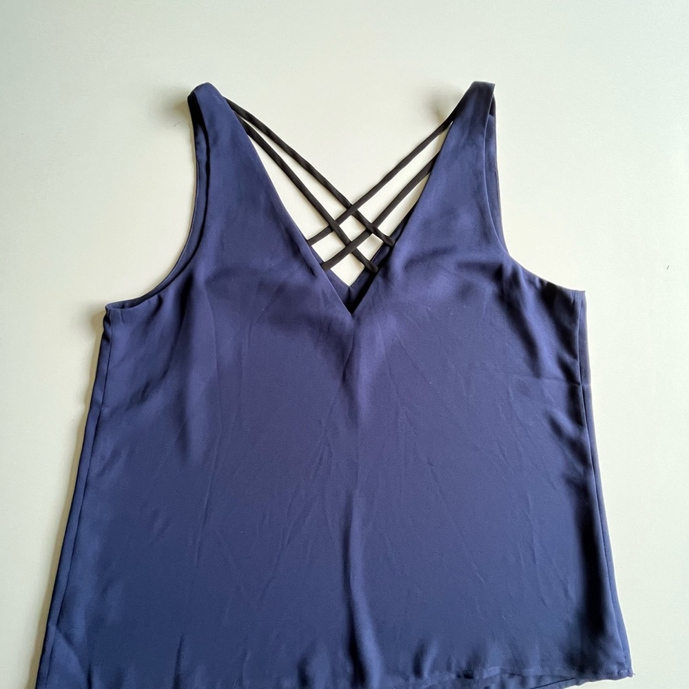 Express Flowy Spaghetti Strap Navy Blue Top , Size S - Picture 4 of 8